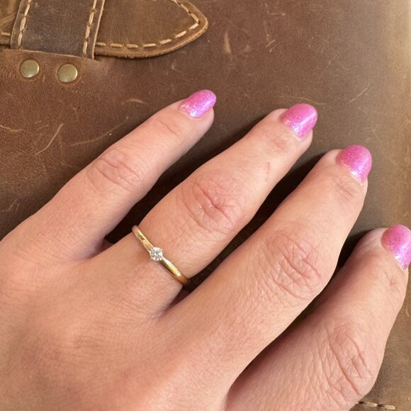 Dainty 14k Gold Diamond Ring - Picture 3 of 7